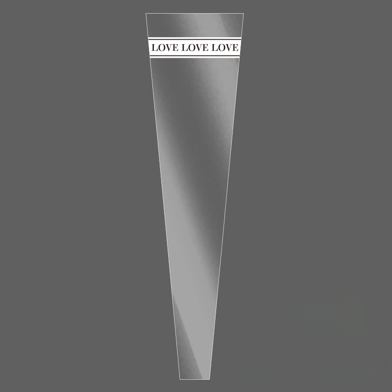 Clear LOVE Single Stem Flower Sleeve Bags Pack 100