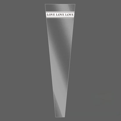 Clear LOVE Single Stem Flower Sleeve Bags Pack 100