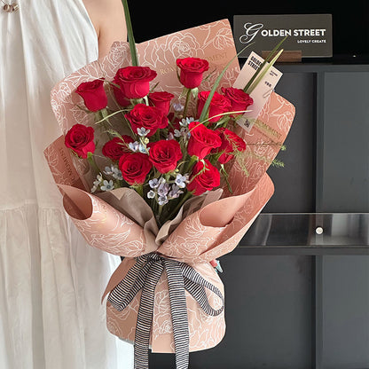 Waterproof Embossed Rose Bouquet Paper Pack 20 (37x52cm)