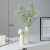 Load image into Gallery viewer, Adorable Cat Vase with Faux Flower Bouquet