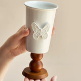 Load image into Gallery viewer, White Ceramic Pedestal Vase with Wooden Base