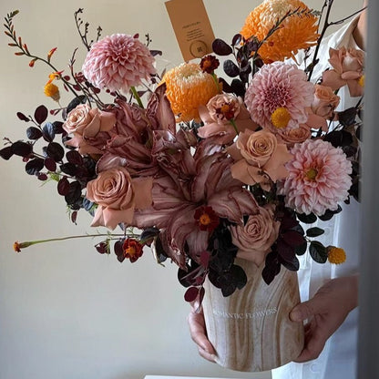Boîte-cadeau florale ronde inspirée de l'automne