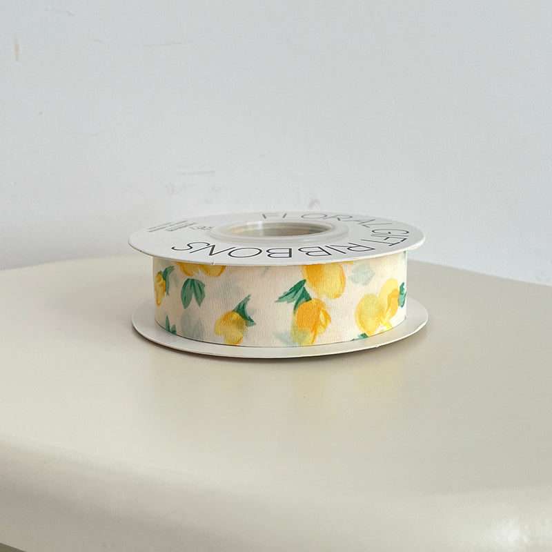 Double Faced Floral Fabric Ribbon (2.5cmx12Yd)