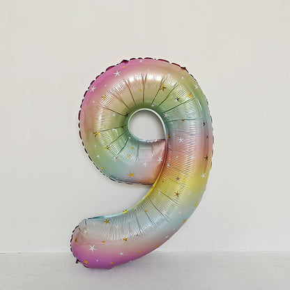 40 Inch Rainbow Star Gradient Number Balloon