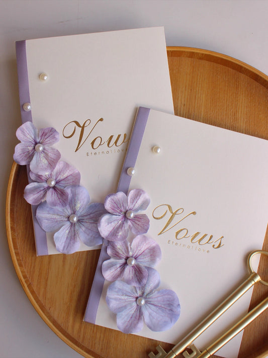 Lavender Flower Wedding Vow Cards with Pens (Set of 2)