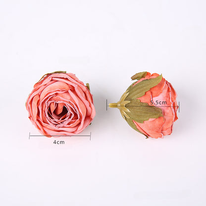 Lot de 20 têtes de roses en soie style vintage, 4 cm