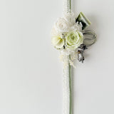 Load image into Gallery viewer, Preserved Green Rose Boutonniere &amp; Wrist Corsage
