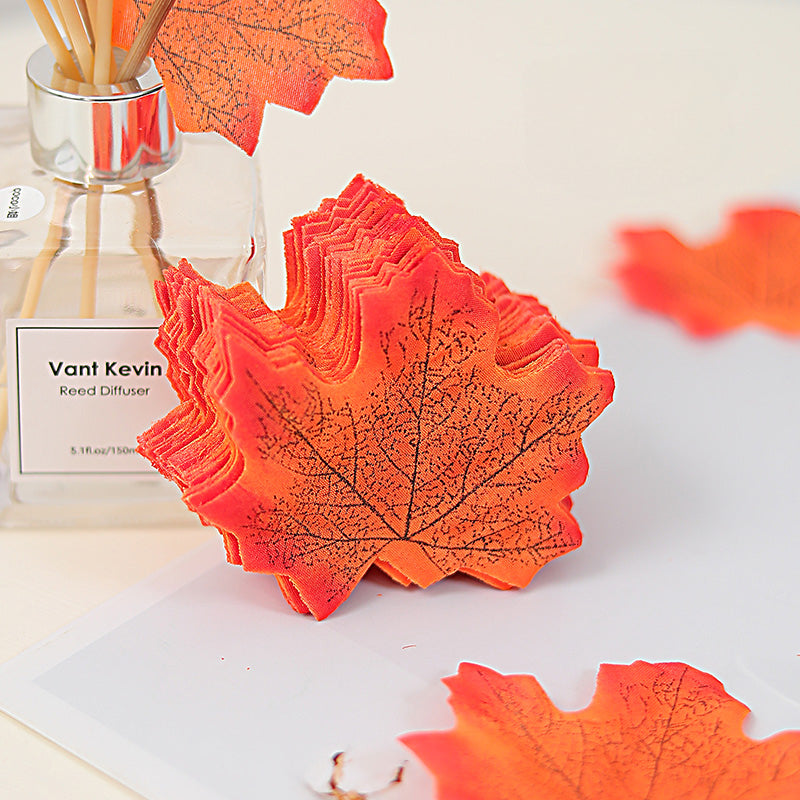 100PCS Artificial Maple Leaves Autumn Decor