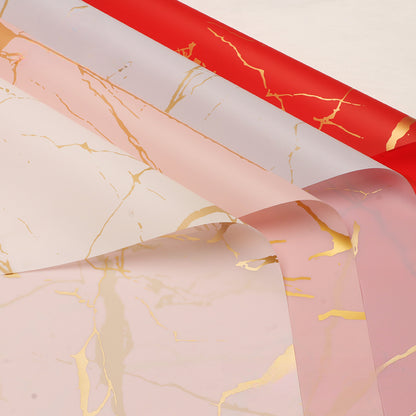 20 feuilles de cellophane marbré doré pour bouquets (57x57 cm)