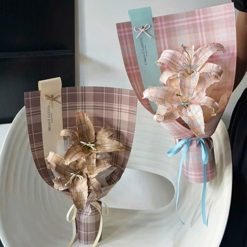 Vintage Plaid Bouquet Paper Sheets Pack 30 (17" x 23")