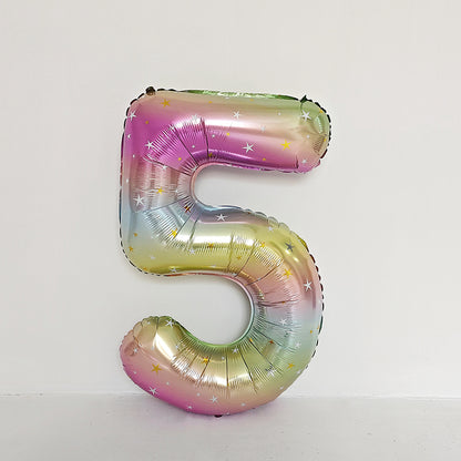 40 Inch Rainbow Star Gradient Number Balloon