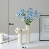 Load image into Gallery viewer, Adorable Cat Vase with Faux Flower Bouquet