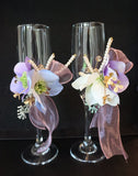 Load image into Gallery viewer, Lilac Artificial Flower Champagne Flute Decor (Set of 2)