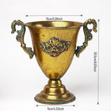 Load image into Gallery viewer, Antique Gold Metal Urn Planter Trumpet Vase