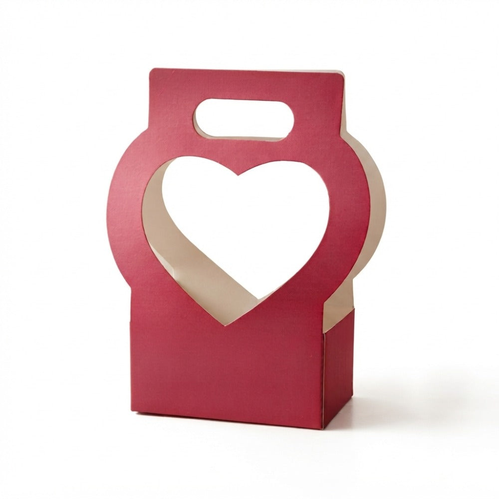 Heart Cutout Floral Gift Box with Handle Pack 5