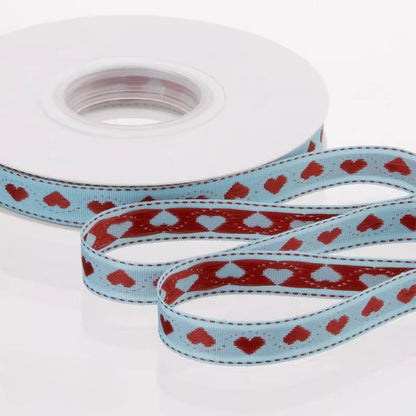 Double-sided Heart Ribbon for Valentine's Day (1cmx15Yd)