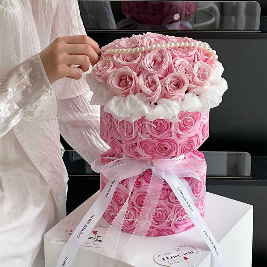 8pcs Pink Rose Print Bouquet Holder Paper