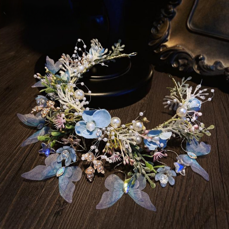 Handmade Flower Butterfly Wreath Headband