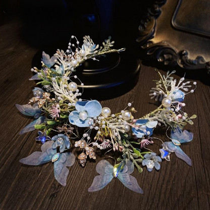 Handmade Flower Butterfly Wreath Headband