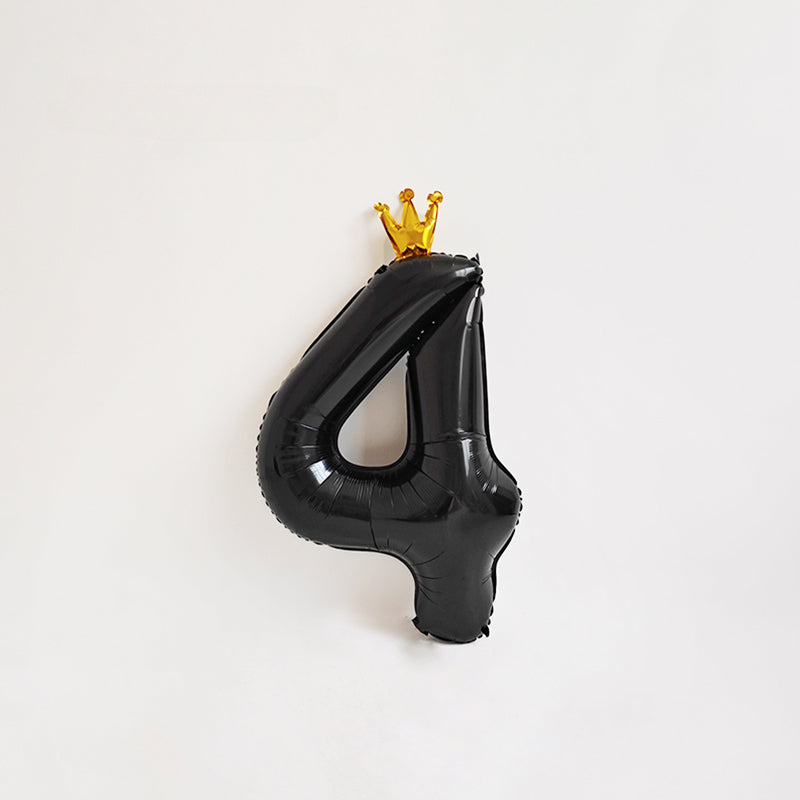 40 Inch Black Number Balloon with Gold Crown