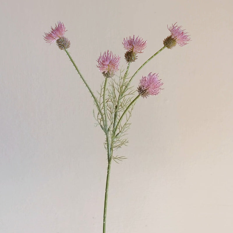 23" 5-Head Flocked Artificial Thistle Spray