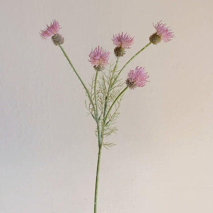 23" 5-Head Flocked Artificial Thistle Spray