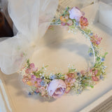 Load image into Gallery viewer, Purple Floral Wedding Crown Headpiece