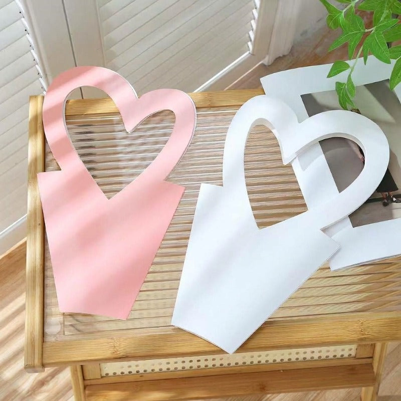 Heart Cutout Kraft Paper Bouquet Bags Pack 10