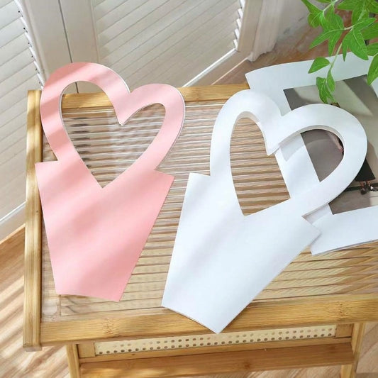 Heart Cutout Kraft Paper Bouquet Bags Pack 10