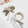 wrist corsage + boutonniere
