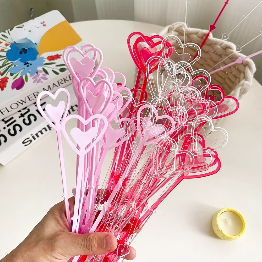 80pcs Heart-Shaped Plastic Floral Picks