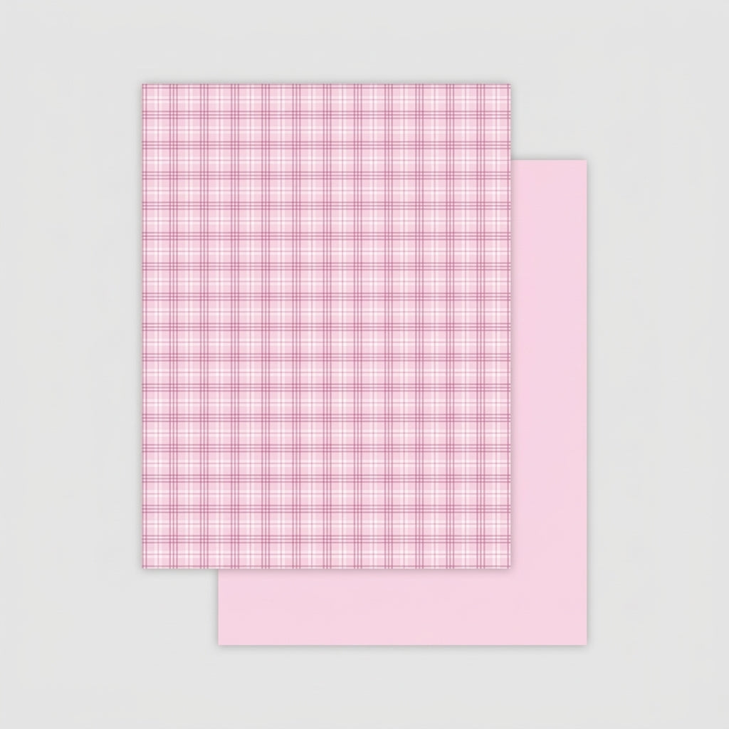 Vintage Plaid Kraft Floral Wrap Paper Pack 30 (15" x 20")