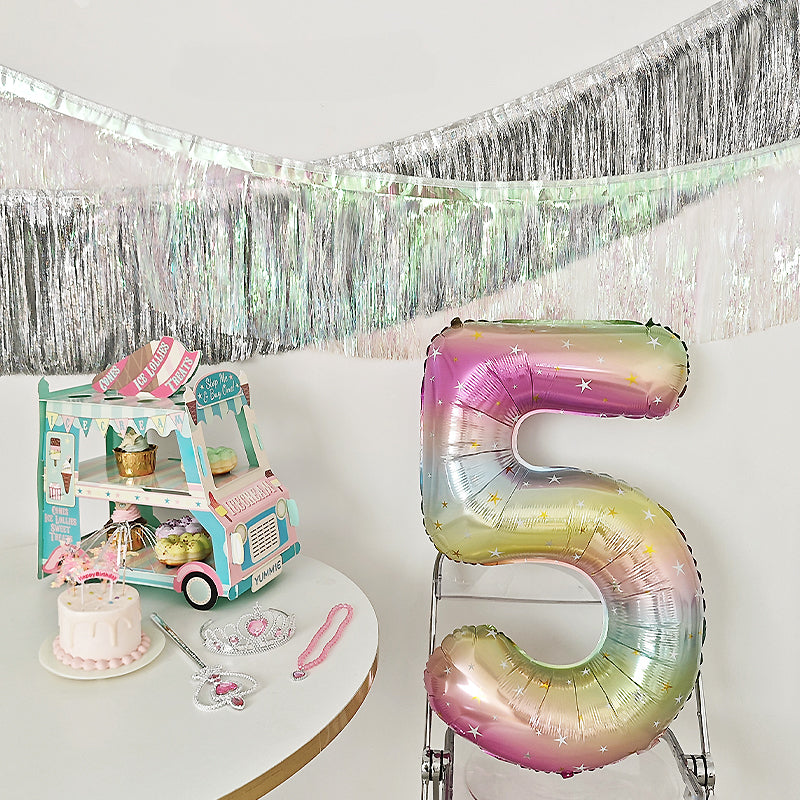 40 Inch Rainbow Star Gradient Number Balloon