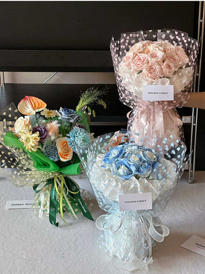 20pcs Heart Pattern Clear Cellophane Wrap (58x58cm)