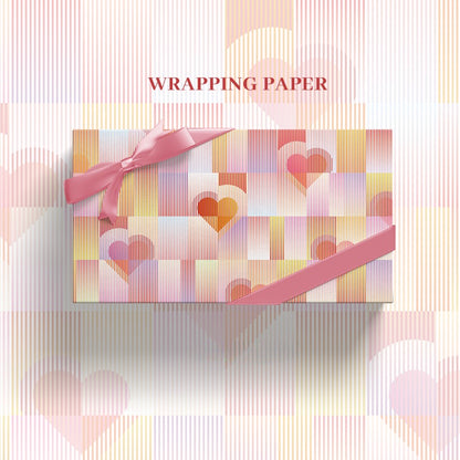 Valentine's Day Heart Gift Wrap Paper (50x70cm) Pack 2