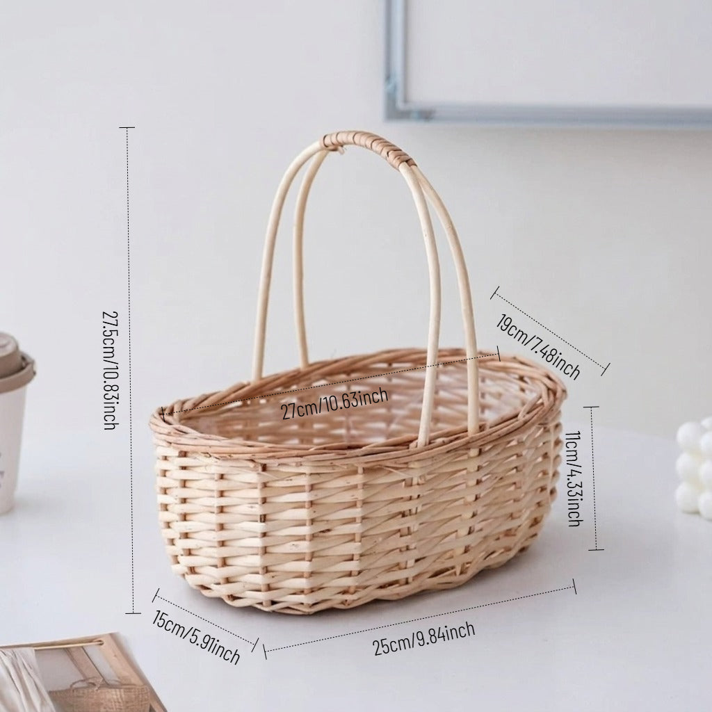 Oval Wicker Flower Basket with Plastic Liner