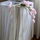 Load image into Gallery viewer, Tulip Cascading Wedding Bouquet with Pearl Strands