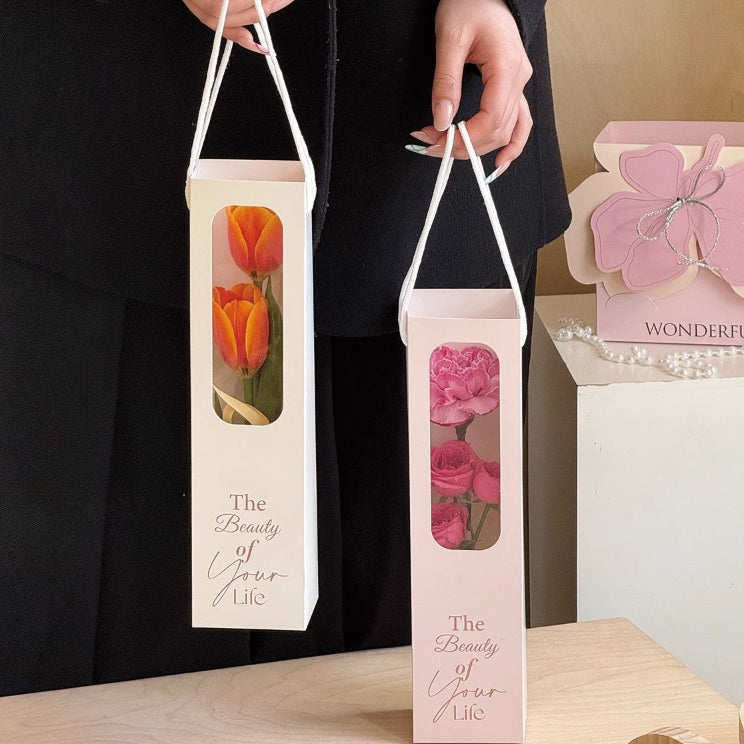 10pcs Long-Stem Flower Gift Box with Window