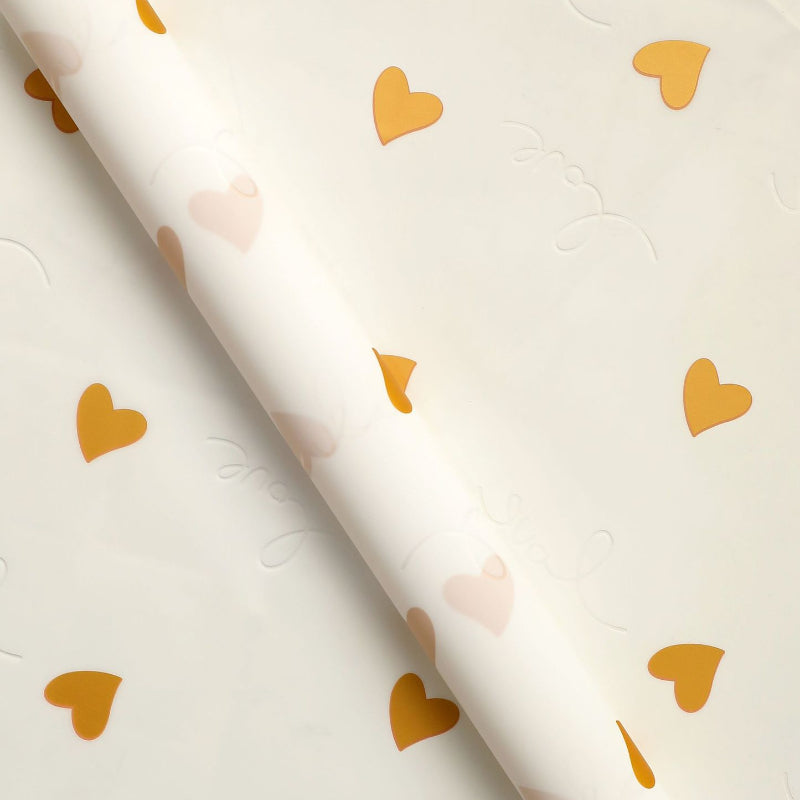 20 feuilles d'emballage en cellophane à motifs cœurs LOVE (56x56 cm)