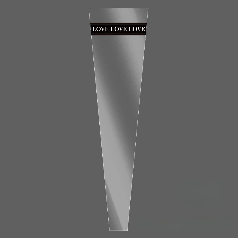 Clear LOVE Single Stem Flower Sleeve Bags Pack 100