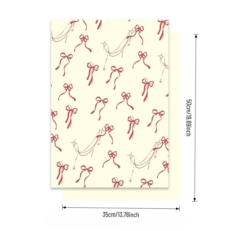 Vintage Bow Print Floral Wrap Paper Pack 20 (14" x 20")