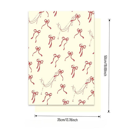 Vintage Bow Print Floral Wrap Paper Pack 20 (14" x 20")