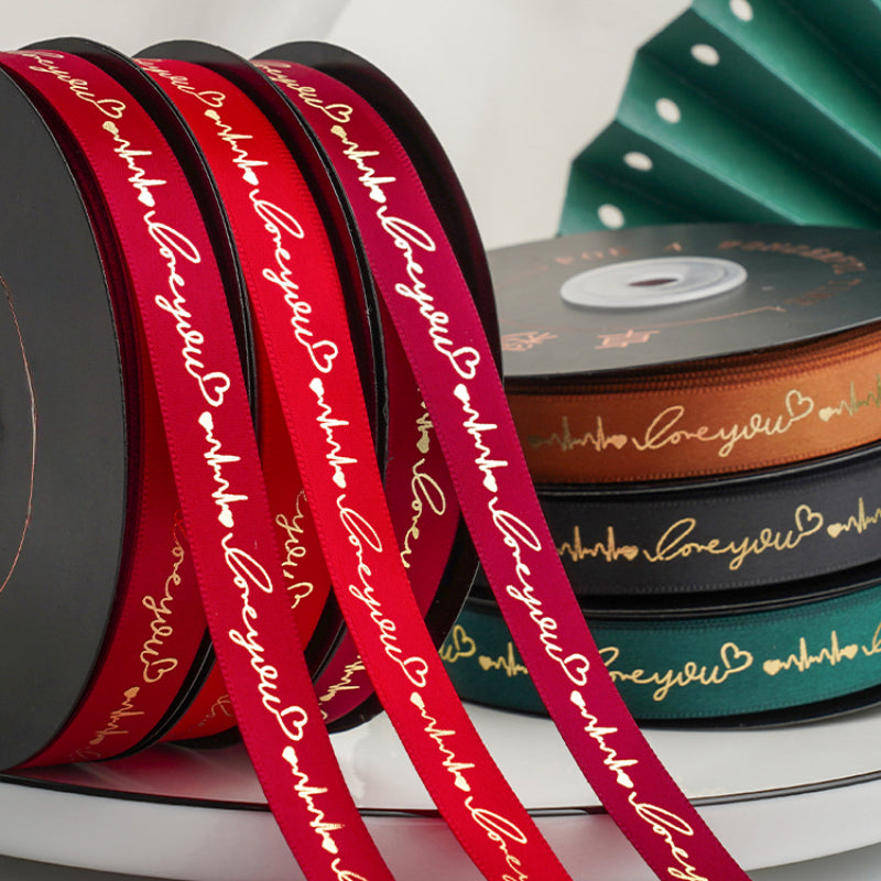 LOVE YOU Valentine's Day Satin Ribbon (15mmx49Yd)