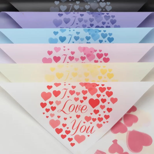 20 feuilles d'emballage en cellophane « Déclaration d'amour » (57x57 cm)