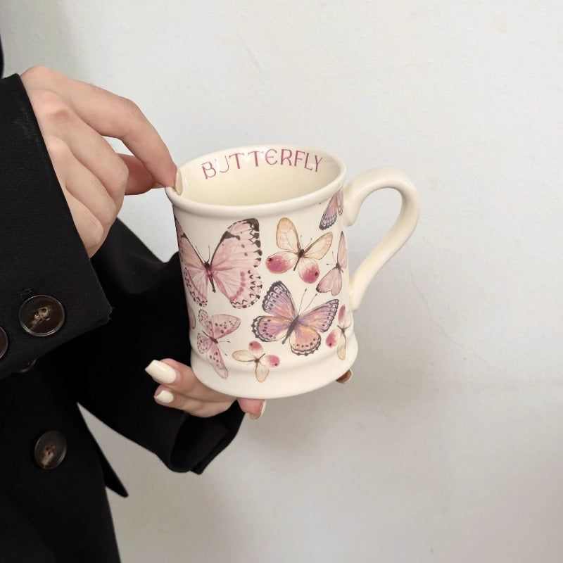 Vintage Butterfly Print Ceramic Coffee Mug