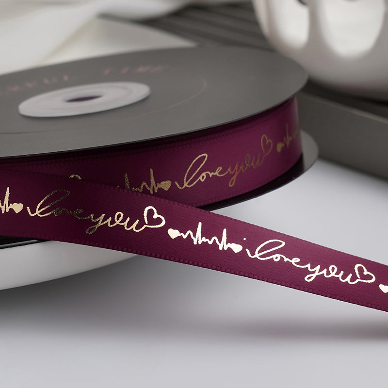 LOVE YOU Valentine's Day Satin Ribbon (15mmx49Yd)