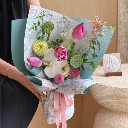 10 feuilles de papier cadeau imperméable motif coquillages