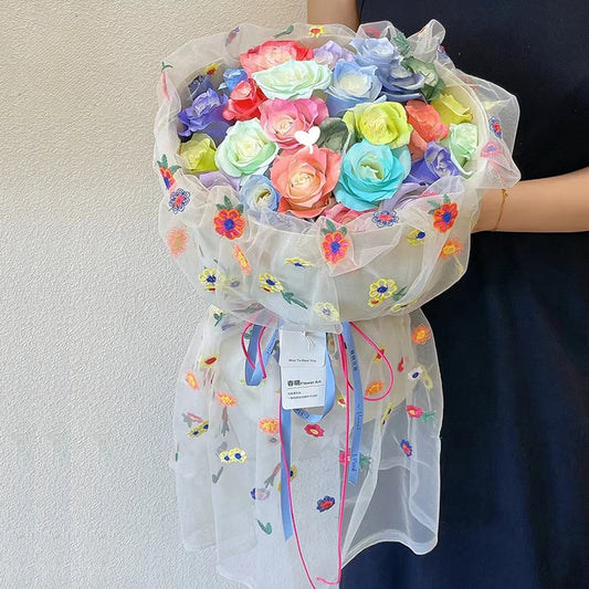 Floral Embroidery Bouquet Wrap Tulle (50cmx1.5m)