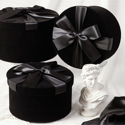 Velvet Round Gift Wrap Box with Ribbon