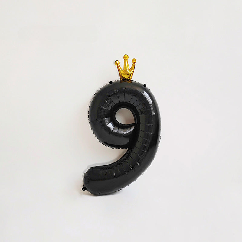40 Inch Black Number Balloon with Gold Crown